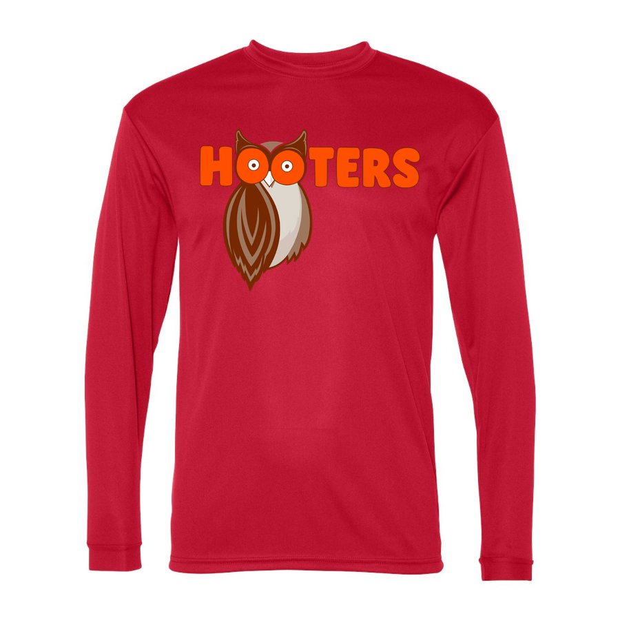 Men's Hooters Polyester Long Sleeve T-Shirt - Red