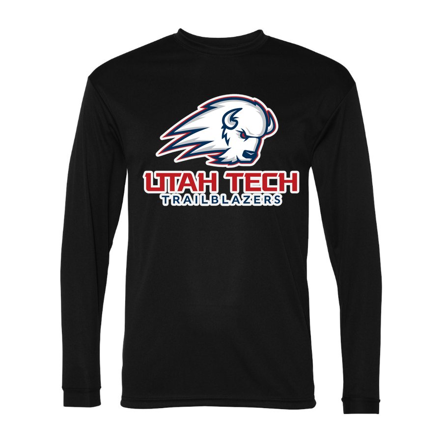 Men's Utah Tech Trailblazers Polyester Long Sleeve T-Shirt - Black