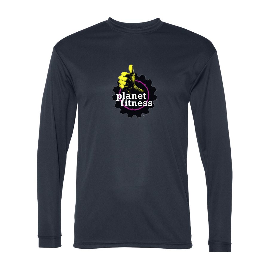 Men's Planet Fitness Polyester Long Sleeve T-Shirt - Navy