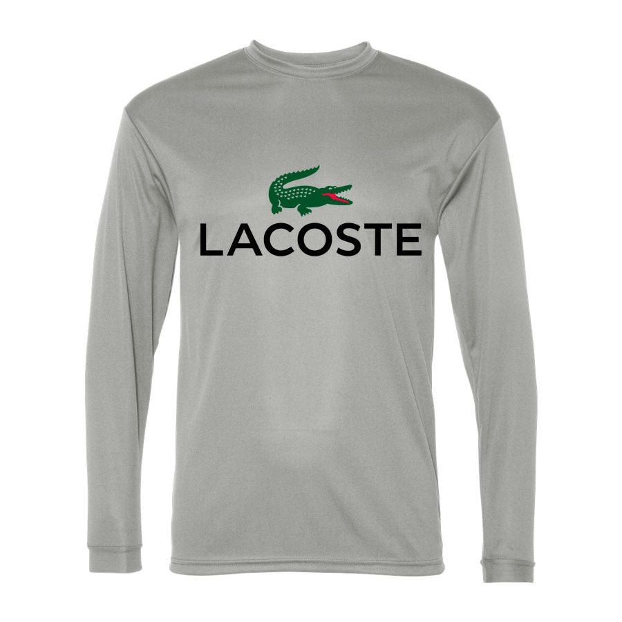 Men's Lacoste Polyester Long Sleeve T-Shirt - Silver