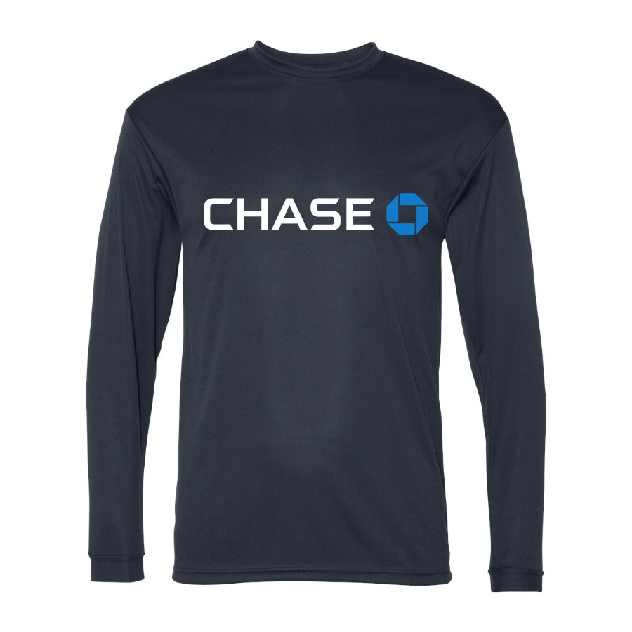 Men's Chase White Logo Polyester Long Sleeve T-Shirt - Navy
