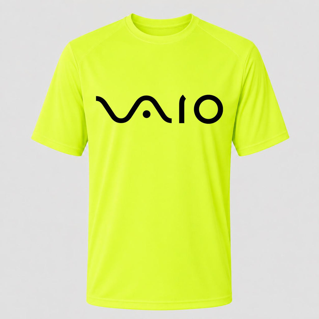 Men's Sony VAIO Black Performance T-Shirt - Safety Green