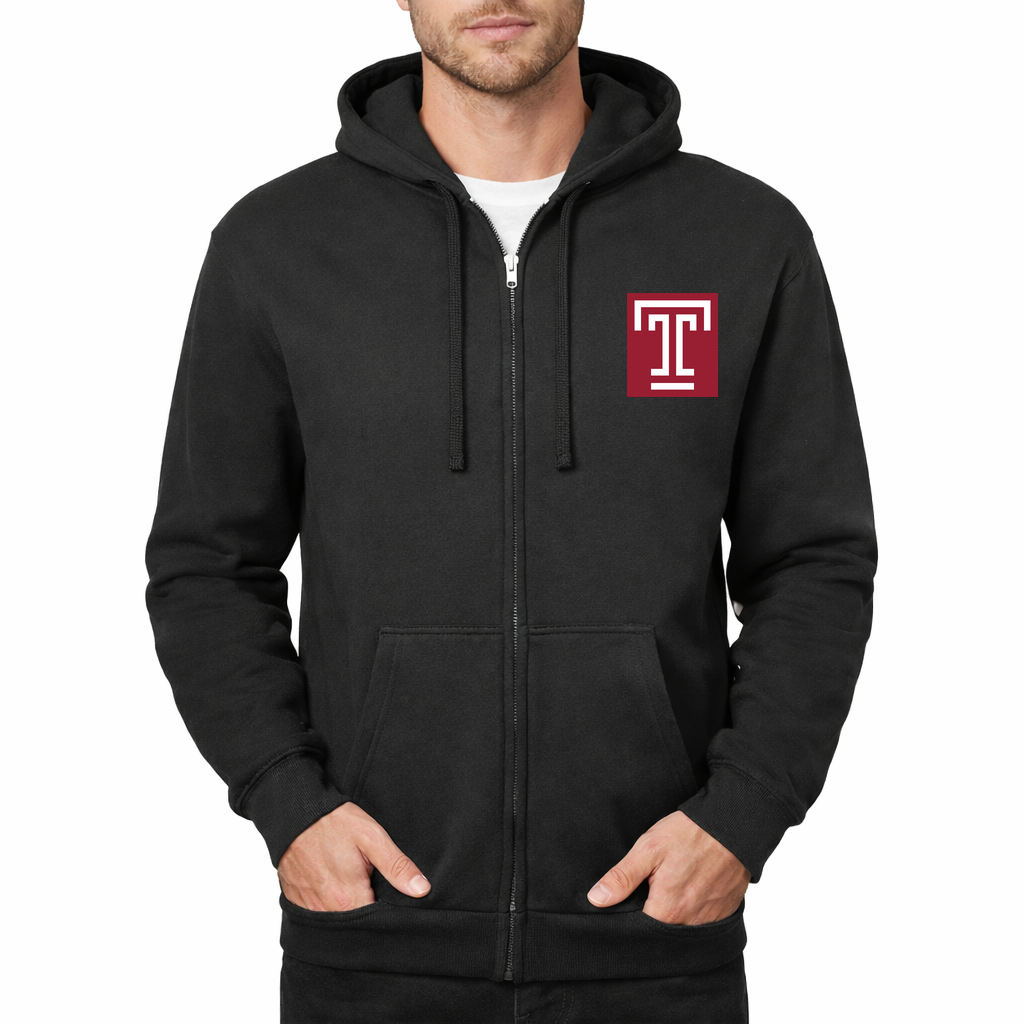 Men's Temple Owls Zipper Hoodie - Black