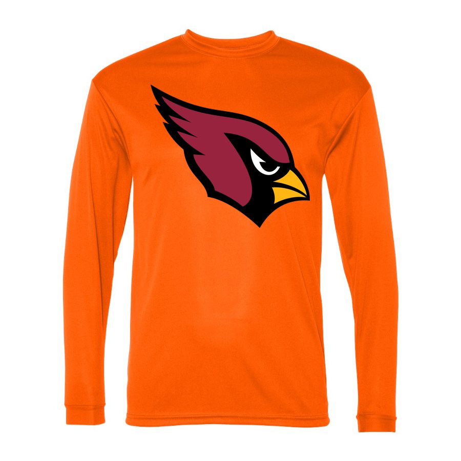 Men's Arizona Cardinals Polyester Long Sleeve T-Shirt - Safety Orange