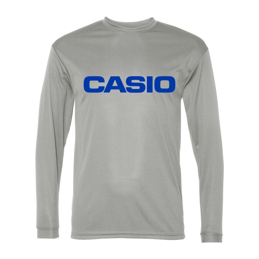 Men's Casio Polyester Long Sleeve T-Shirt - Silver