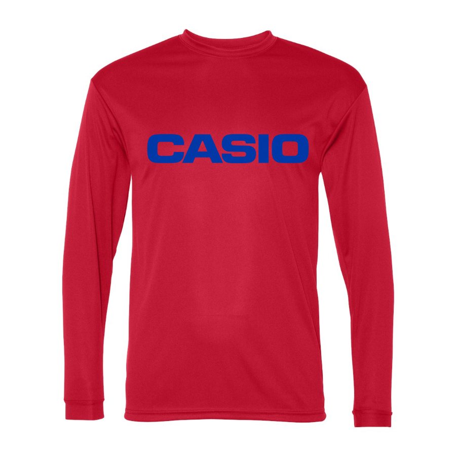 Men's Casio Polyester Long Sleeve T-Shirt - Red