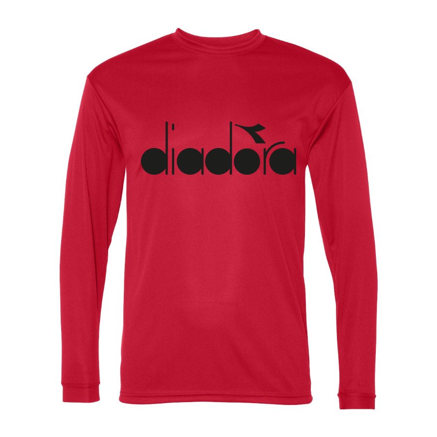 Men's Diadora Polyester Long Sleeve T-Shirt - Red