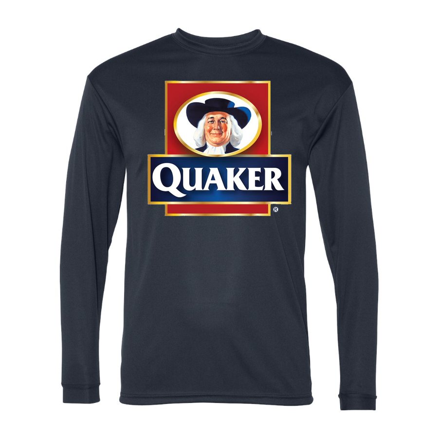 Men's Quaker food Polyester Long Sleeve T-Shirt - Navy