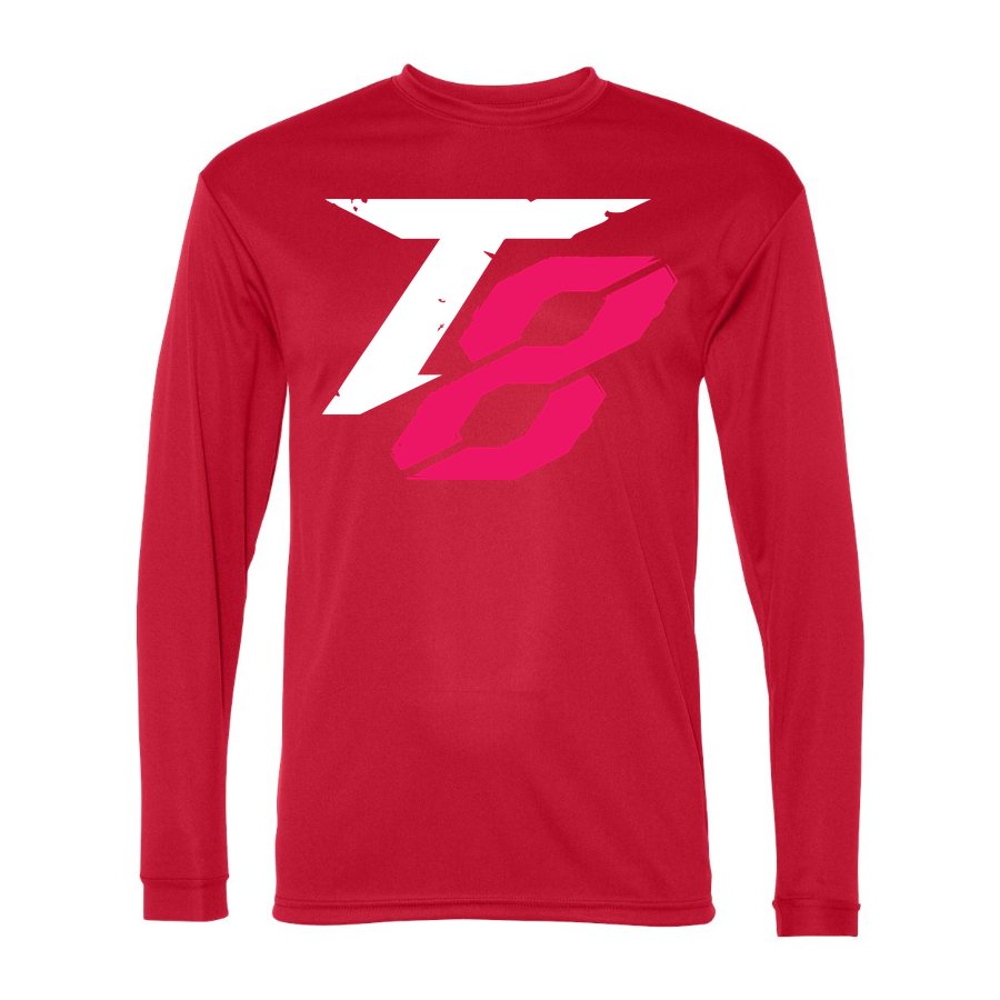 Men's Tekken 8 White Polyester Long Sleeve T-Shirt - Red