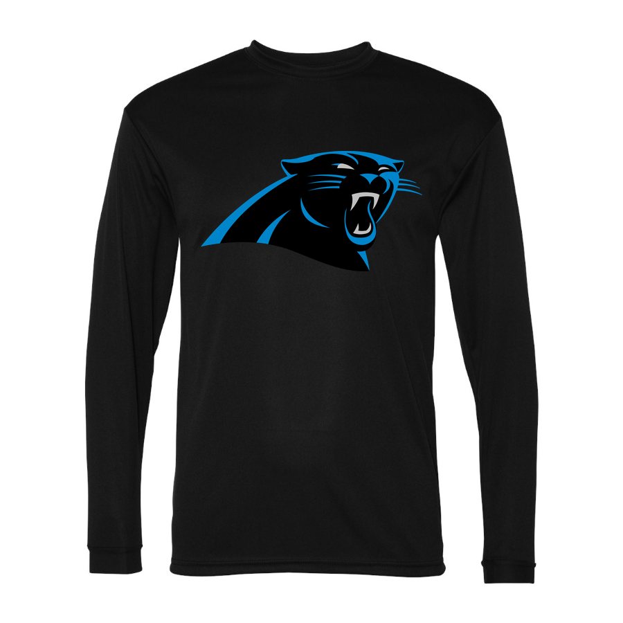 Men's Carolina Panthers Polyester Long Sleeve T-Shirt - Black