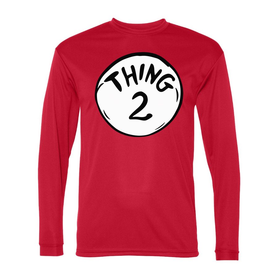 Men's Dr. Seuss Thing 2 Polyester Long Sleeve T-Shirt - Red