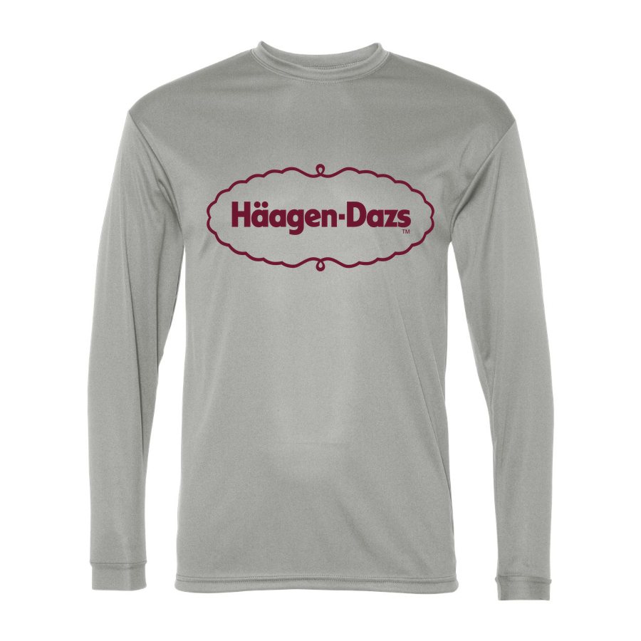 Men's Haagen Datz food Polyester Long Sleeve T-Shirt - Silver