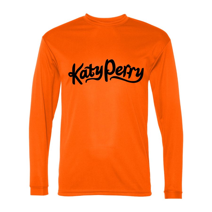 Men's Katy Perry Polyester Long Sleeve T-Shirt - Safety Orange