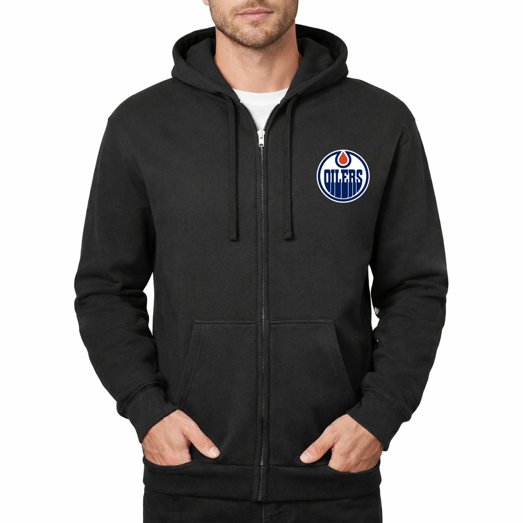 Men's Edmonton Oilers Zipper Hoodie - Black