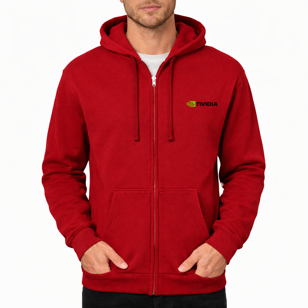 NVIDIA logo.svg Zipper Hoodie - Red