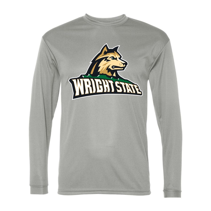 Men's Wright State Raiders Polyester Long Sleeve T-Shirt - Silver