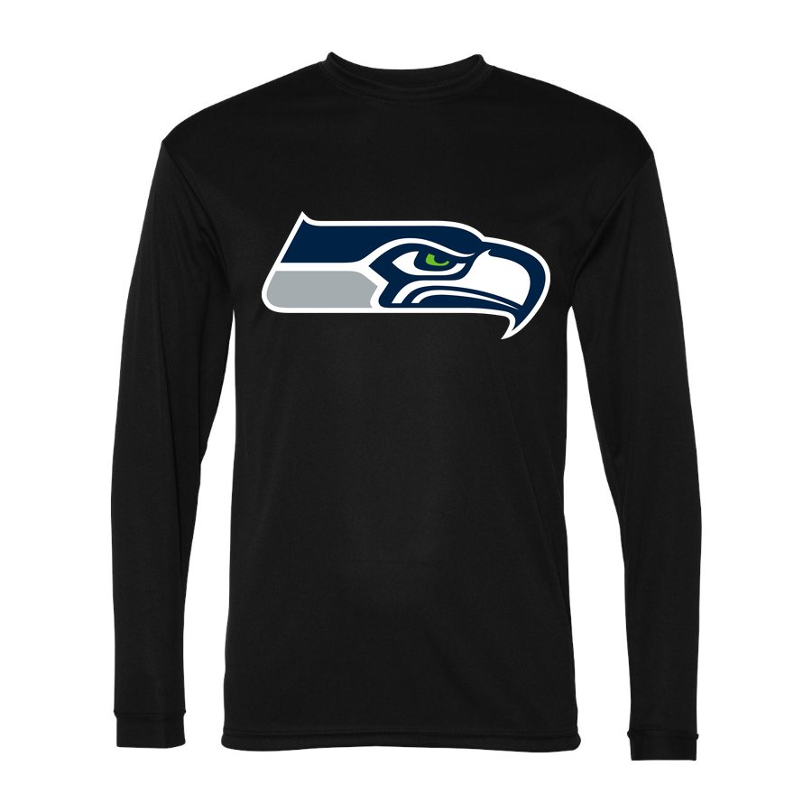 Men's Seattle Seahawks Polyester Long Sleeve T-Shirt - Black