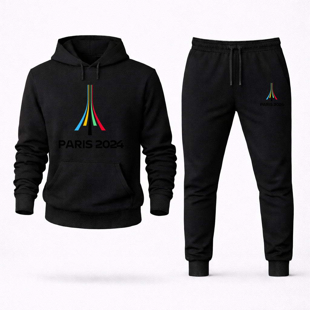 Paris 2024 Olympics Black Hoodie and Joggers Set - Black