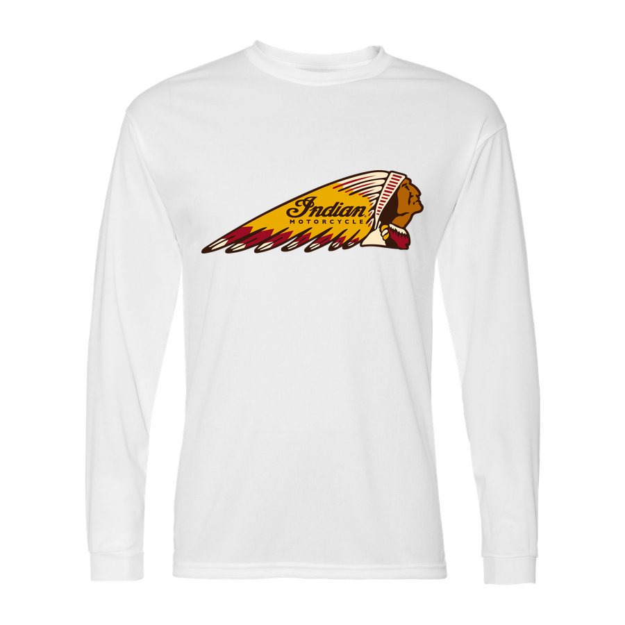 Men's Indian Motorcycle Polyester Long Sleeve T-Shirt - White