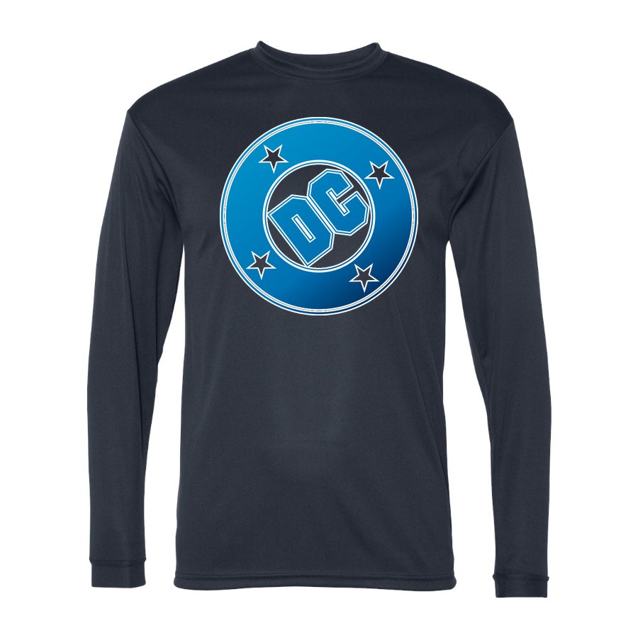 Men's DC Comics Polyester Long Sleeve T-Shirt - Navy