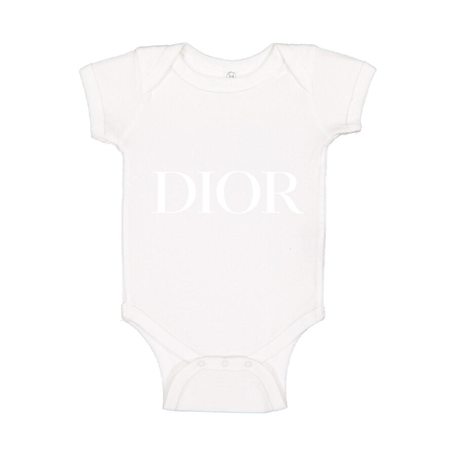 Dior Fashion White Logo Baby Romper Onesie - White