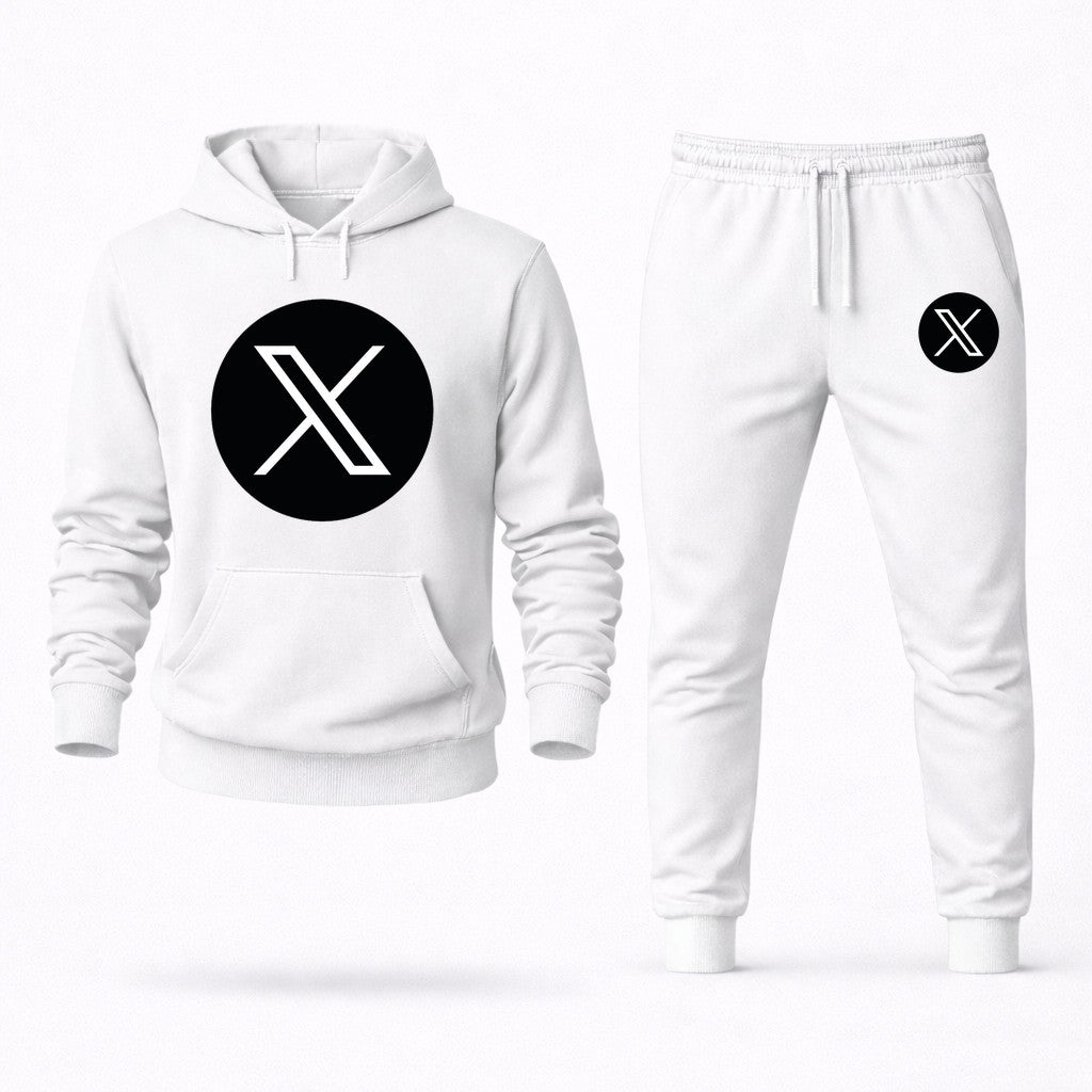 Twitter X Hoodie and Joggers Set - White
