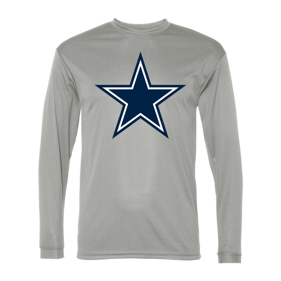 Men's Dallas Cowboys Polyester Long Sleeve T-Shirt - Silver