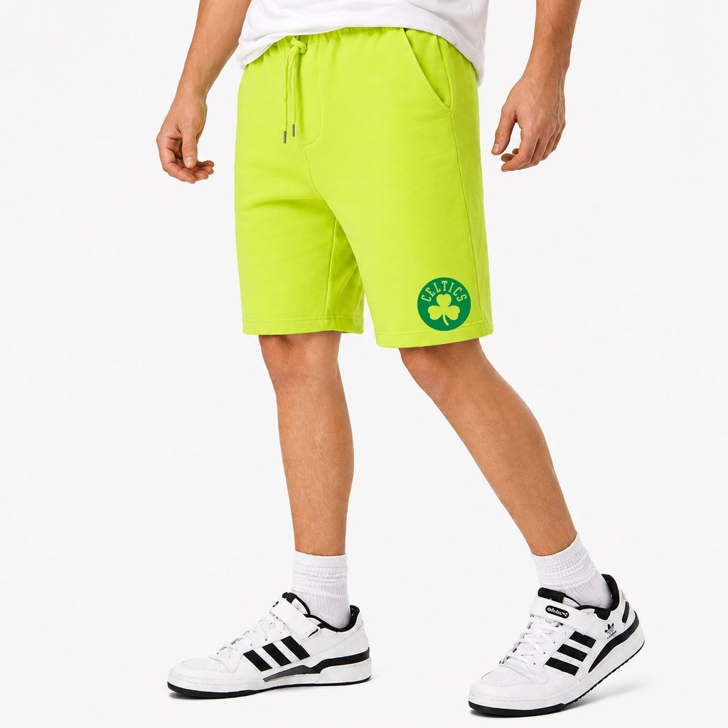 Men's Boston Celtics Cotton Shorts - Lime Green