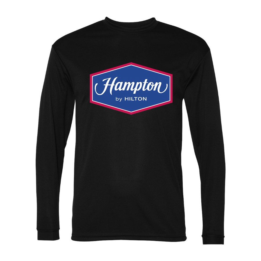 Men's Hampton Polyester Long Sleeve T-Shirt - Black