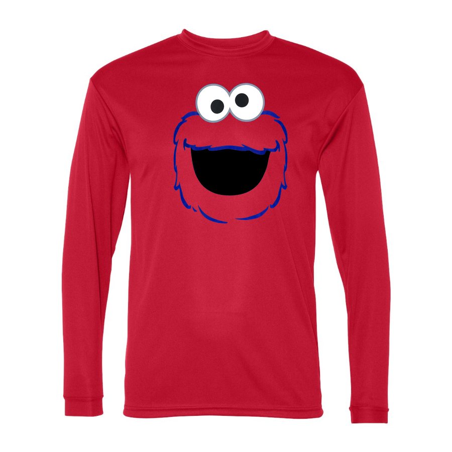 Men's Cookie Monster Polyester Long Sleeve T-Shirt - Red