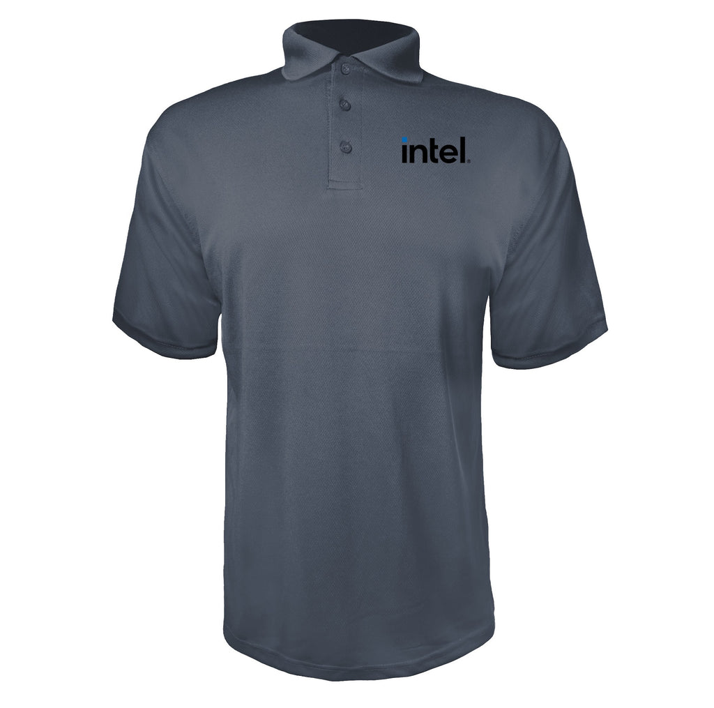 Intel men's polyester polo in Charcoal