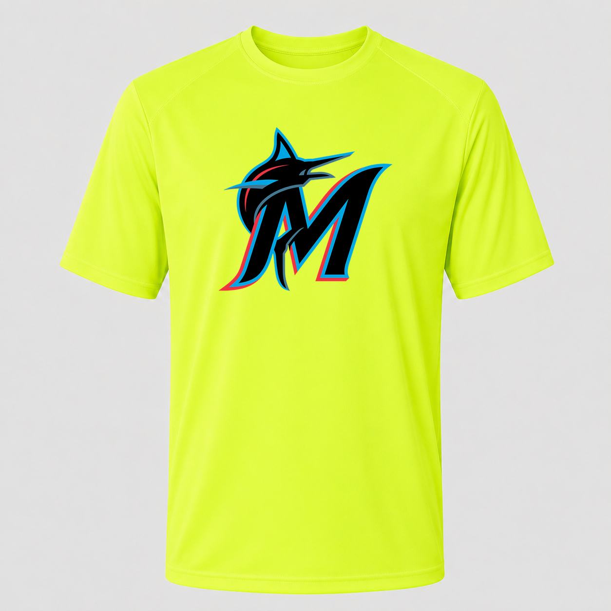 Men's Miami Marlins Performance T-Shirt - Safety Green