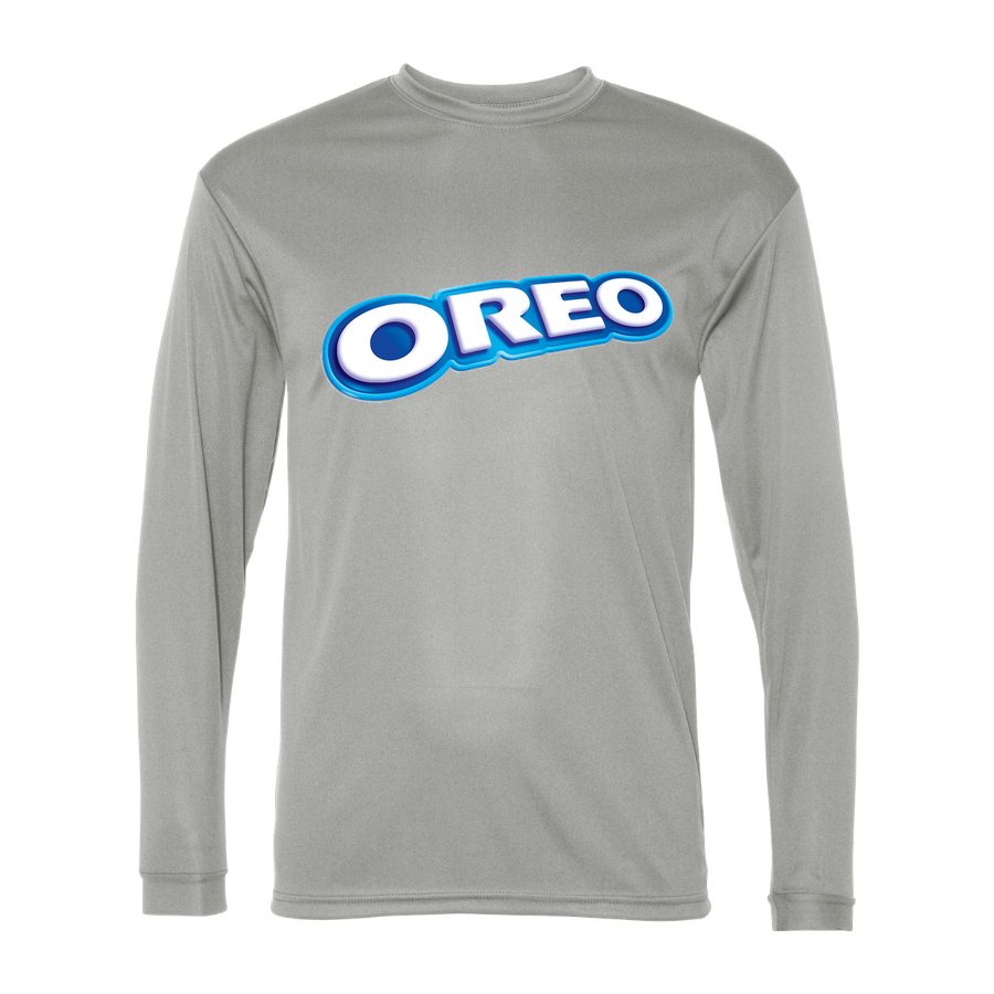 Men's Oreo food Polyester Long Sleeve T-Shirt - Silver