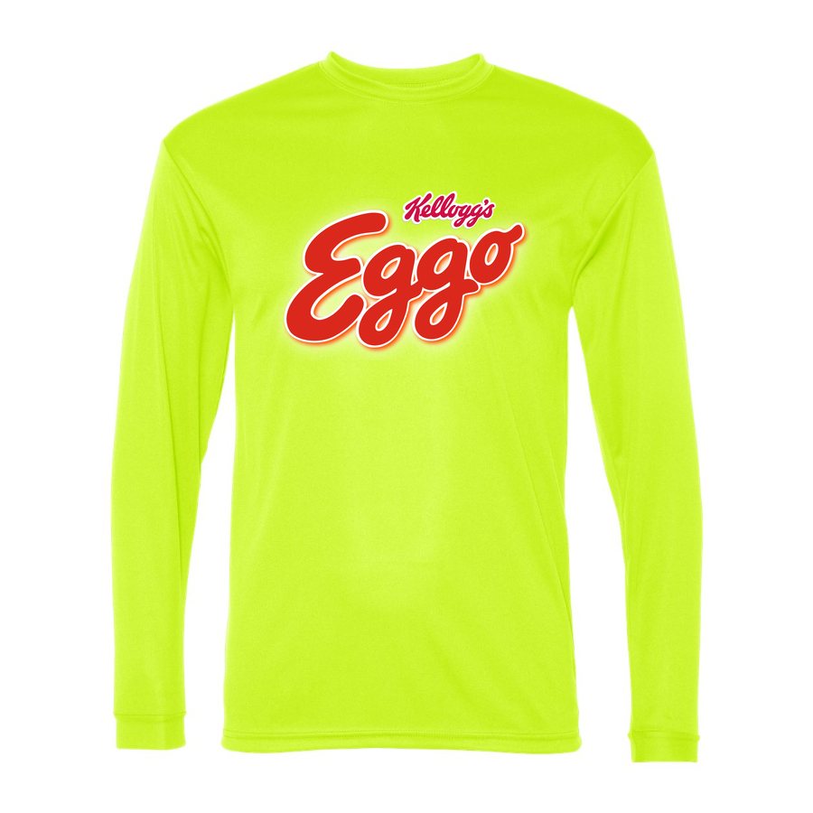 Men's Eggo Kelloggs food Polyester Long Sleeve T-Shirt - Safety Yellow