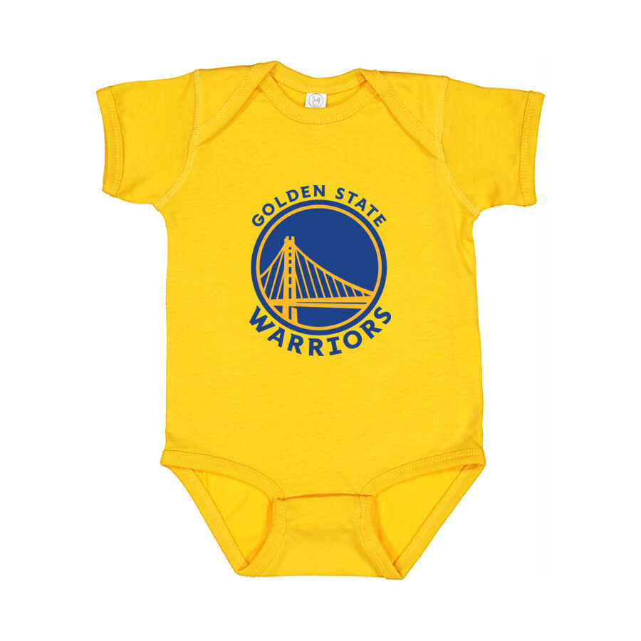 Golden State Warriors Blue Logo Baby Romper Onesie - Yellow