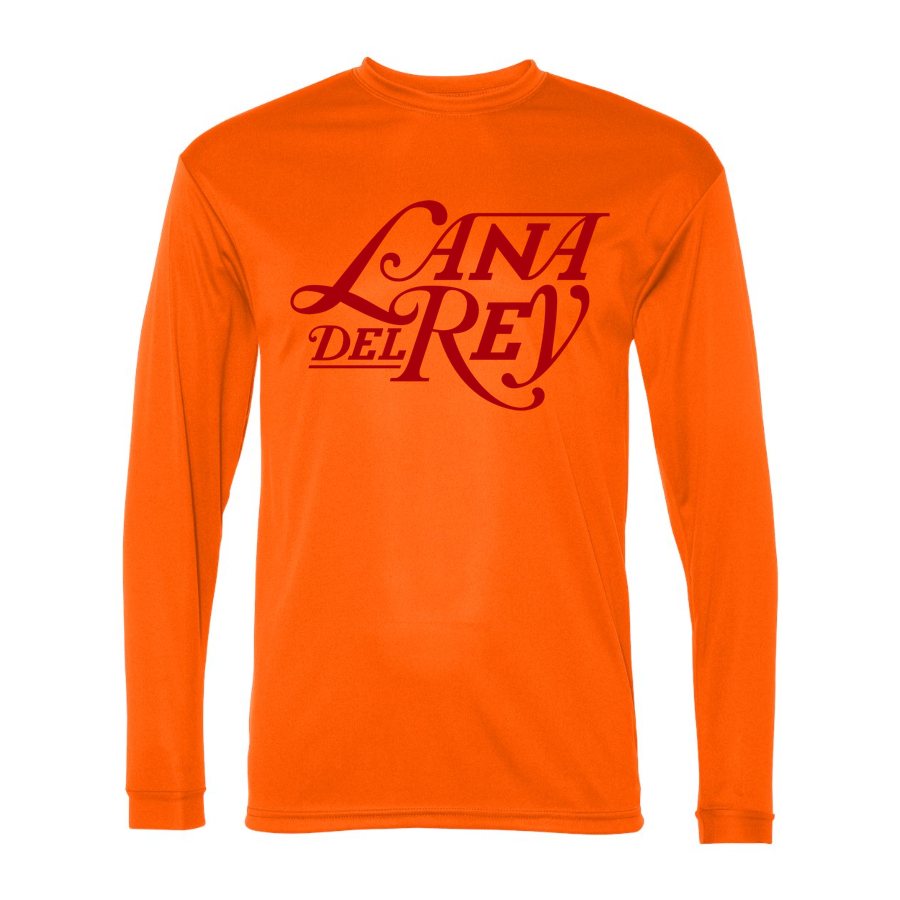 Men's Lana Del Rey Polyester Long Sleeve T-Shirt - Safety Orange