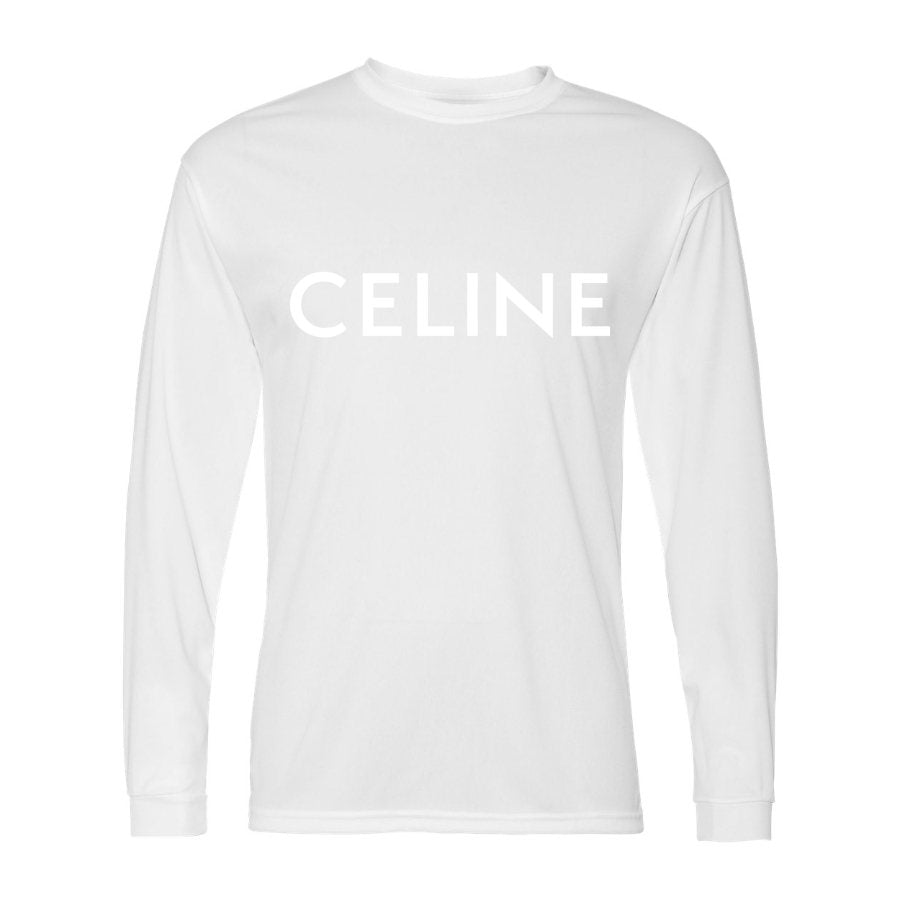 Men's Celine white Polyester Long Sleeve T-Shirt - White