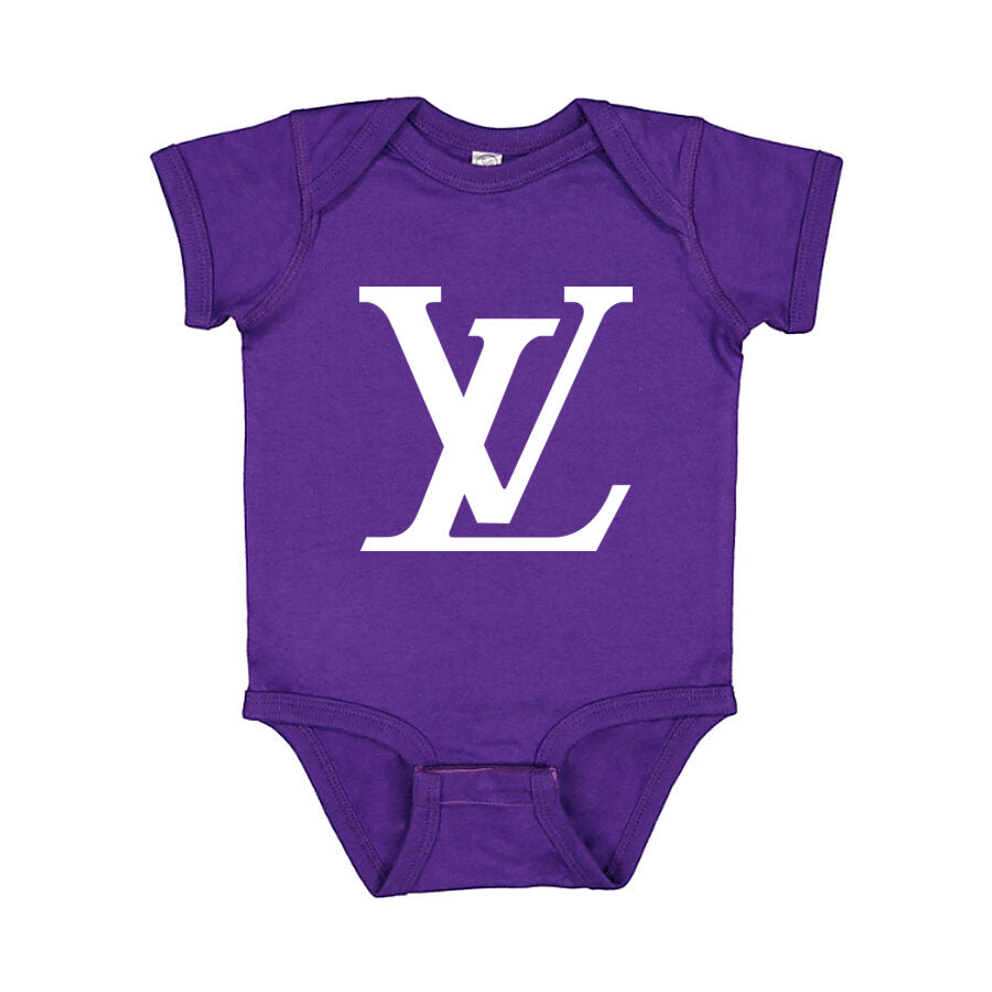 Louis Vuitton White Logo Baby Romper Onesie - Purple