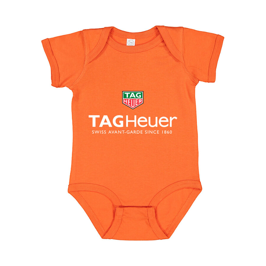 TAG Heuer White Logo Baby Romper Onesie - Orange