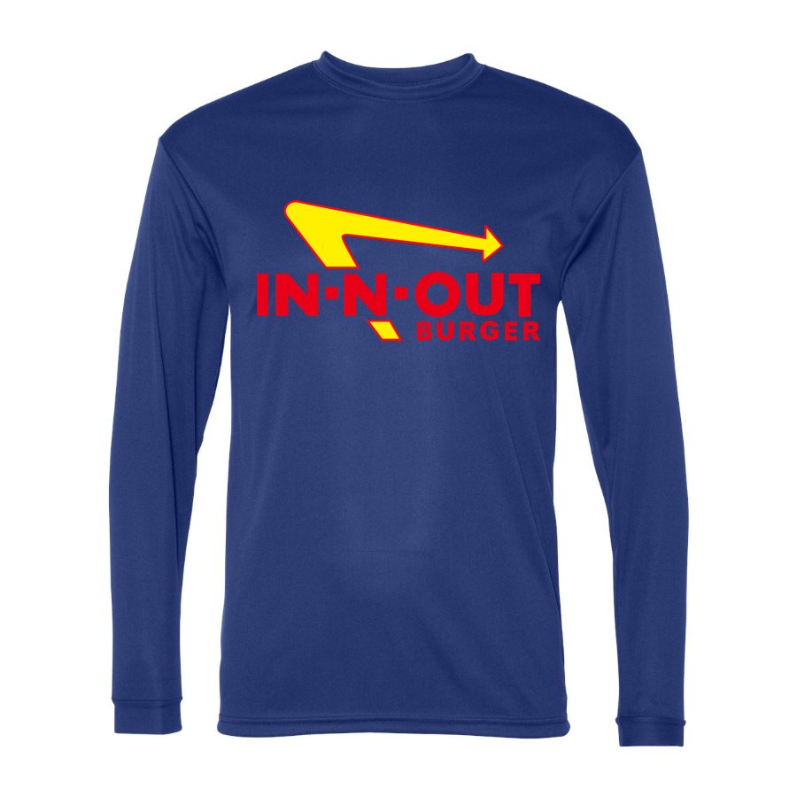 Men's In N Out Burger Polyester Long Sleeve T-Shirt - Royal Blue