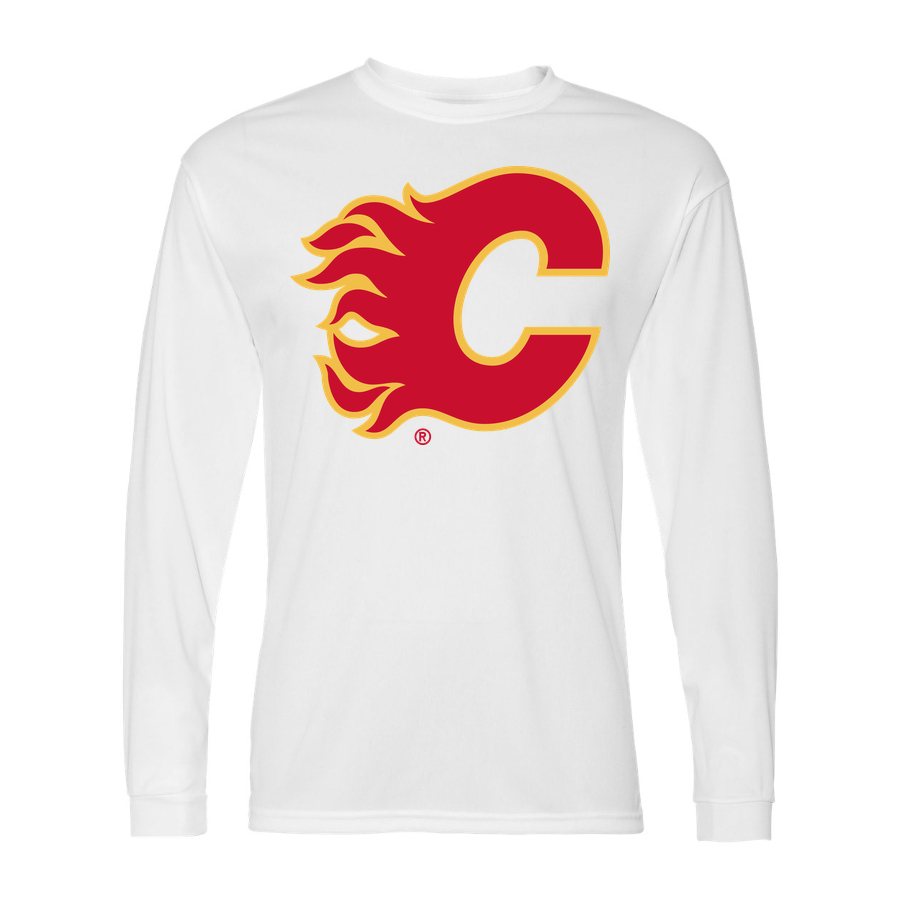 Men's Calgary Flames Polyester Long Sleeve T-Shirt - White
