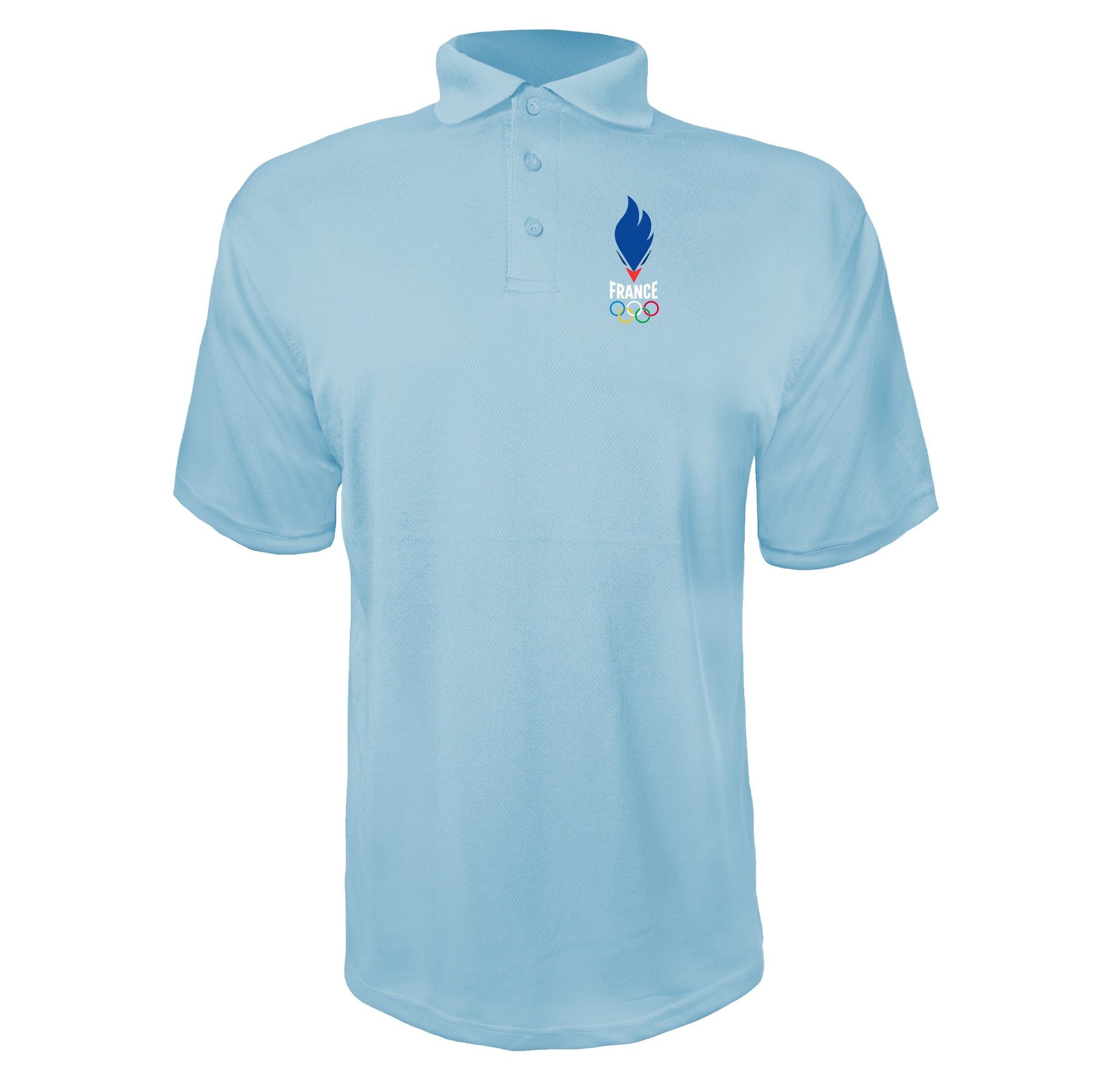 France 2024 white Sky Blue polyester polo