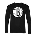 Men's Brooklyn Nets Polyester Long Sleeve T-Shirt - Black