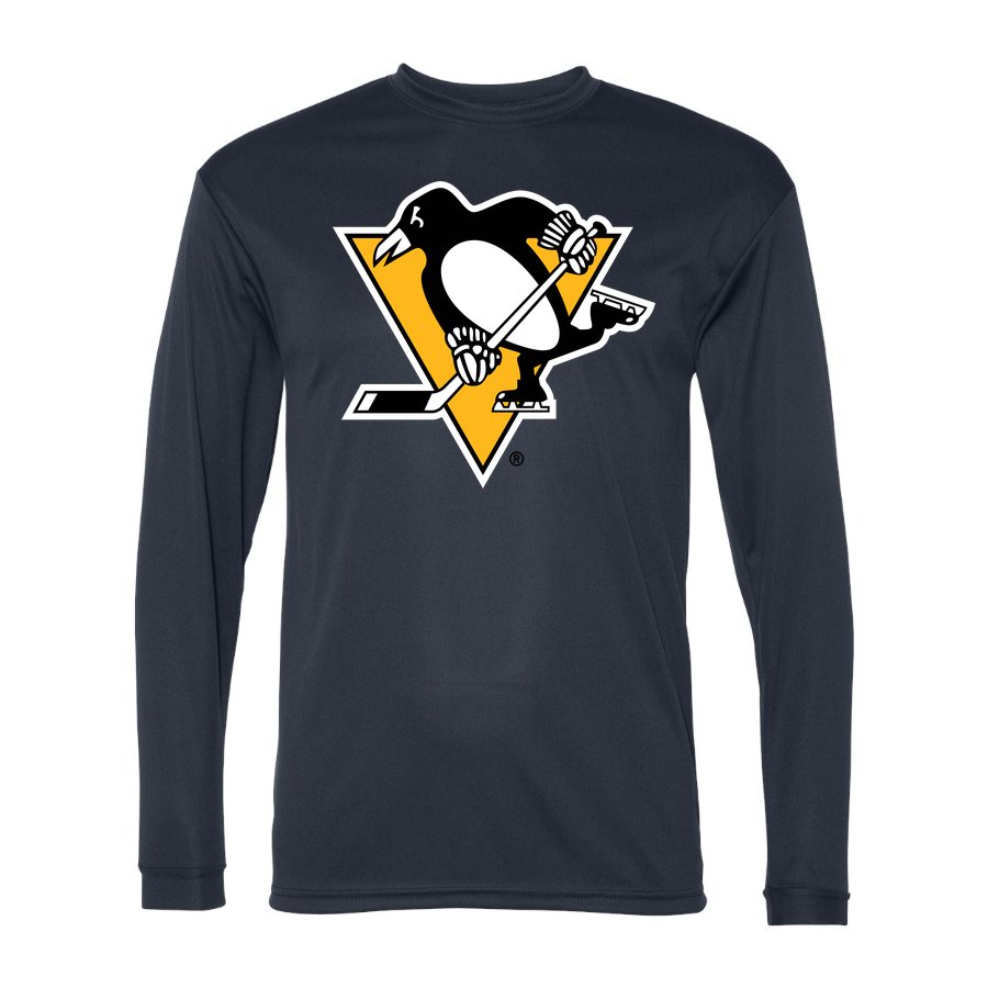 Men's Pittsburgh Penguins Polyester Long Sleeve T-Shirt - Navy