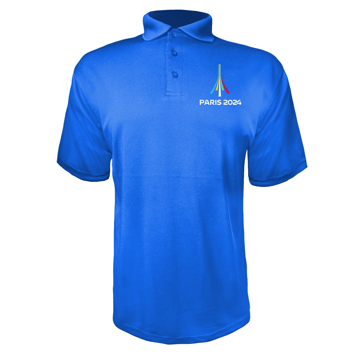 Paris 2024 Olympics logo white Blue polyester polo