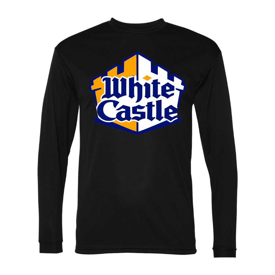 Men's White Castle Polyester Long Sleeve T-Shirt - Black