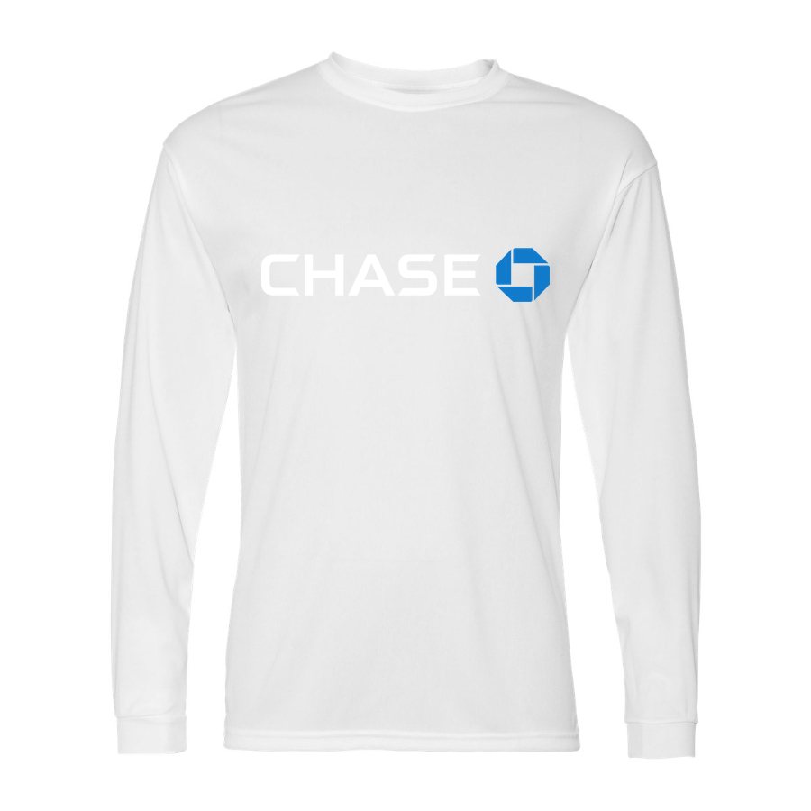 Men's Chase White Logo Polyester Long Sleeve T-Shirt - White