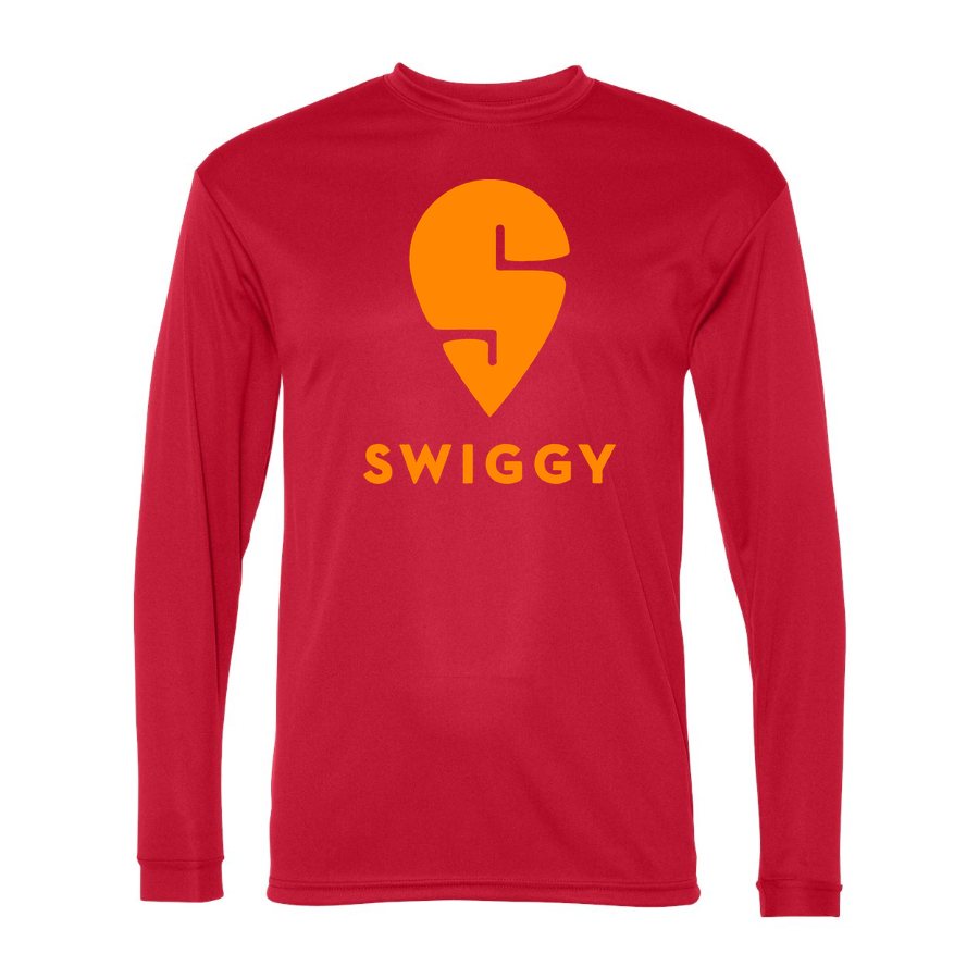 Men's Swiggy Polyester Long Sleeve T-Shirt - Red