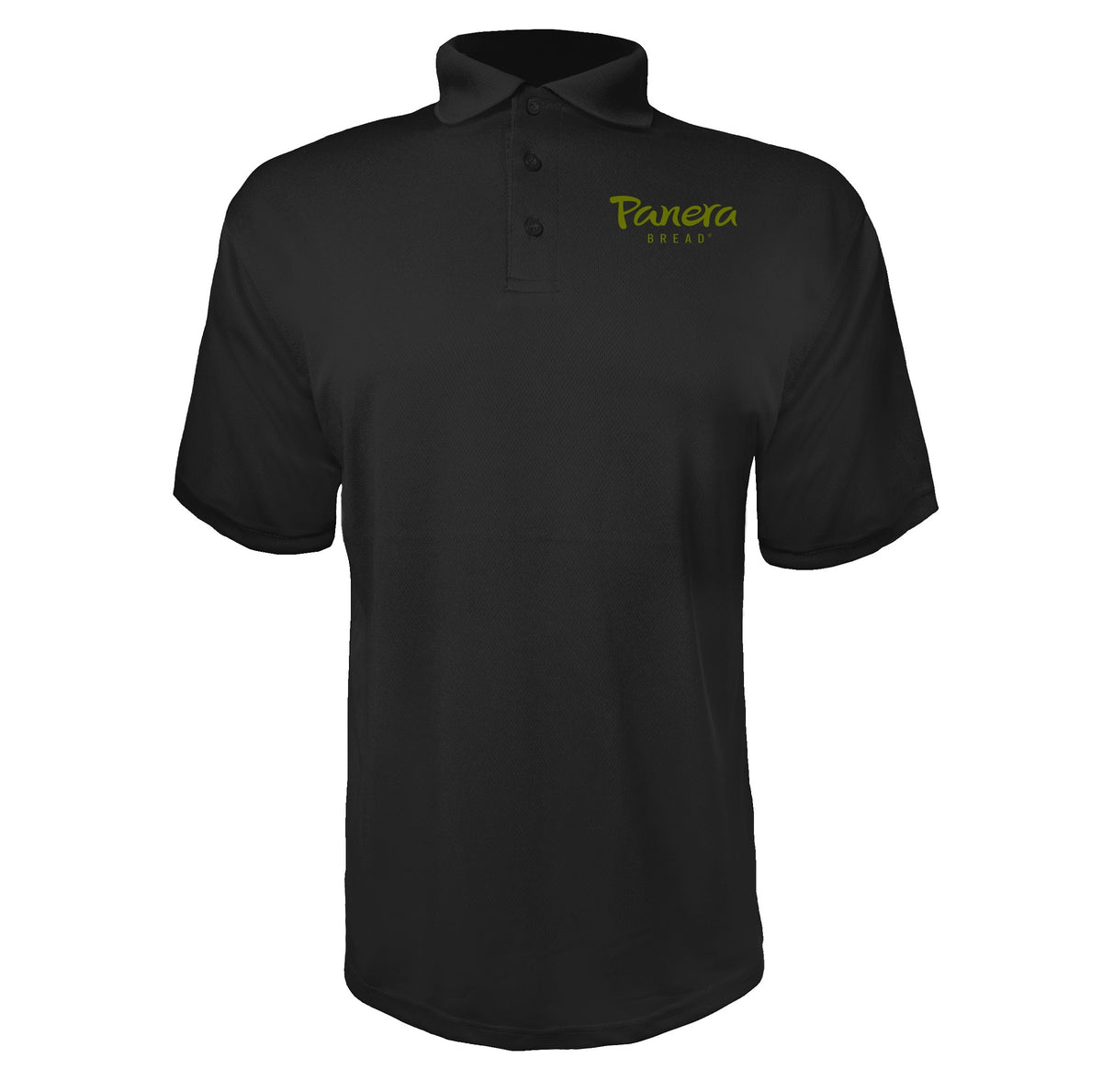 Panera Bread men's polyester polo in Black