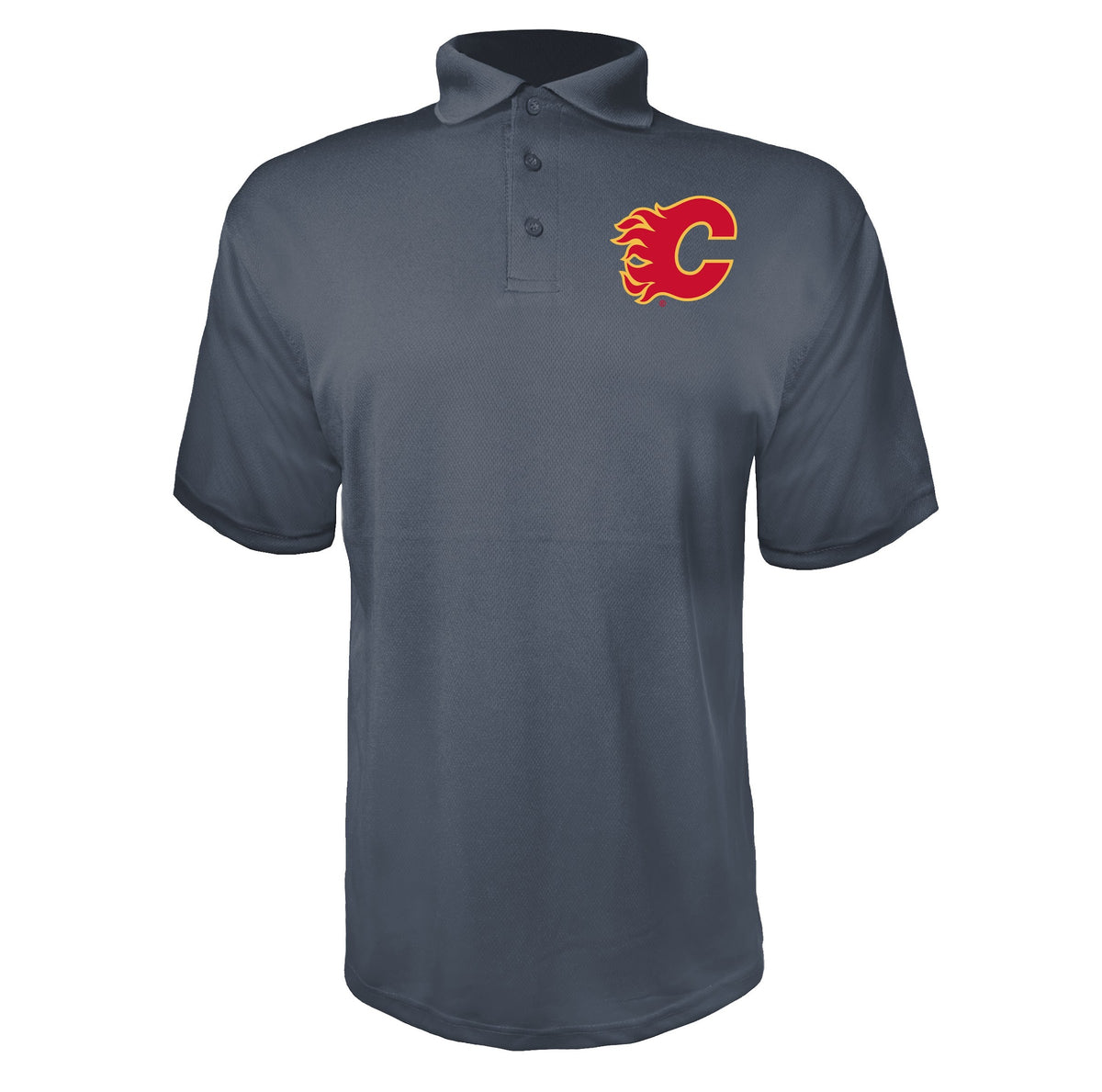 Calgary Flames Charcoal polyester polo